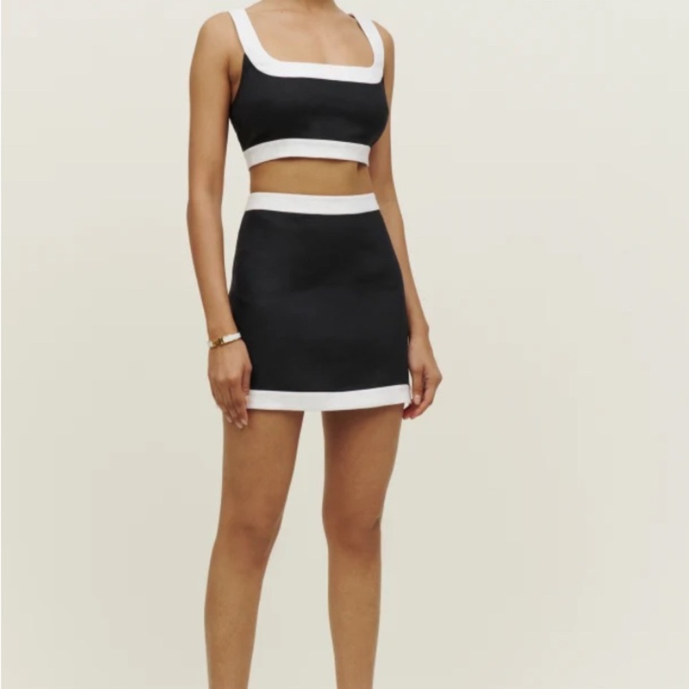 Reformation Black and White Skirt Set